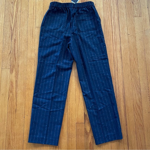 Lafayette 148 Navy Pinstriped Wool Pants with Elastic Waistband. Size S. NWT - Picture 5 of 10